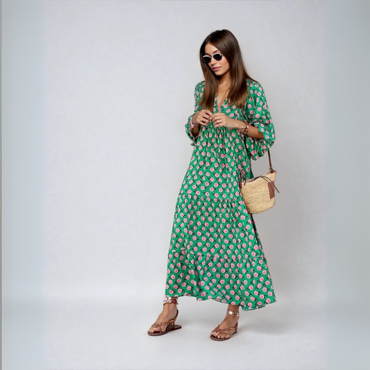 Elin | Μαξι φόρεμα Boho από Βαμβάκι