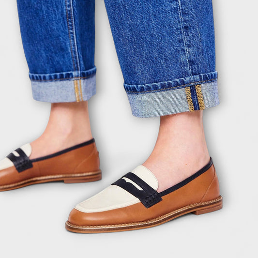 Oceane – Καφέ Loafer με στρογγυλή μύτη και σχέδιο χρώματος